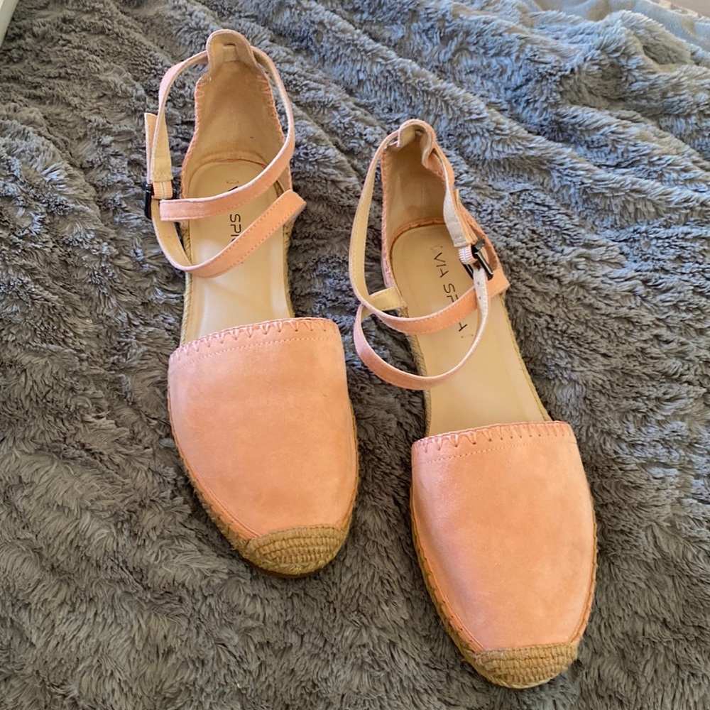 Salmon Suede Espadrilles